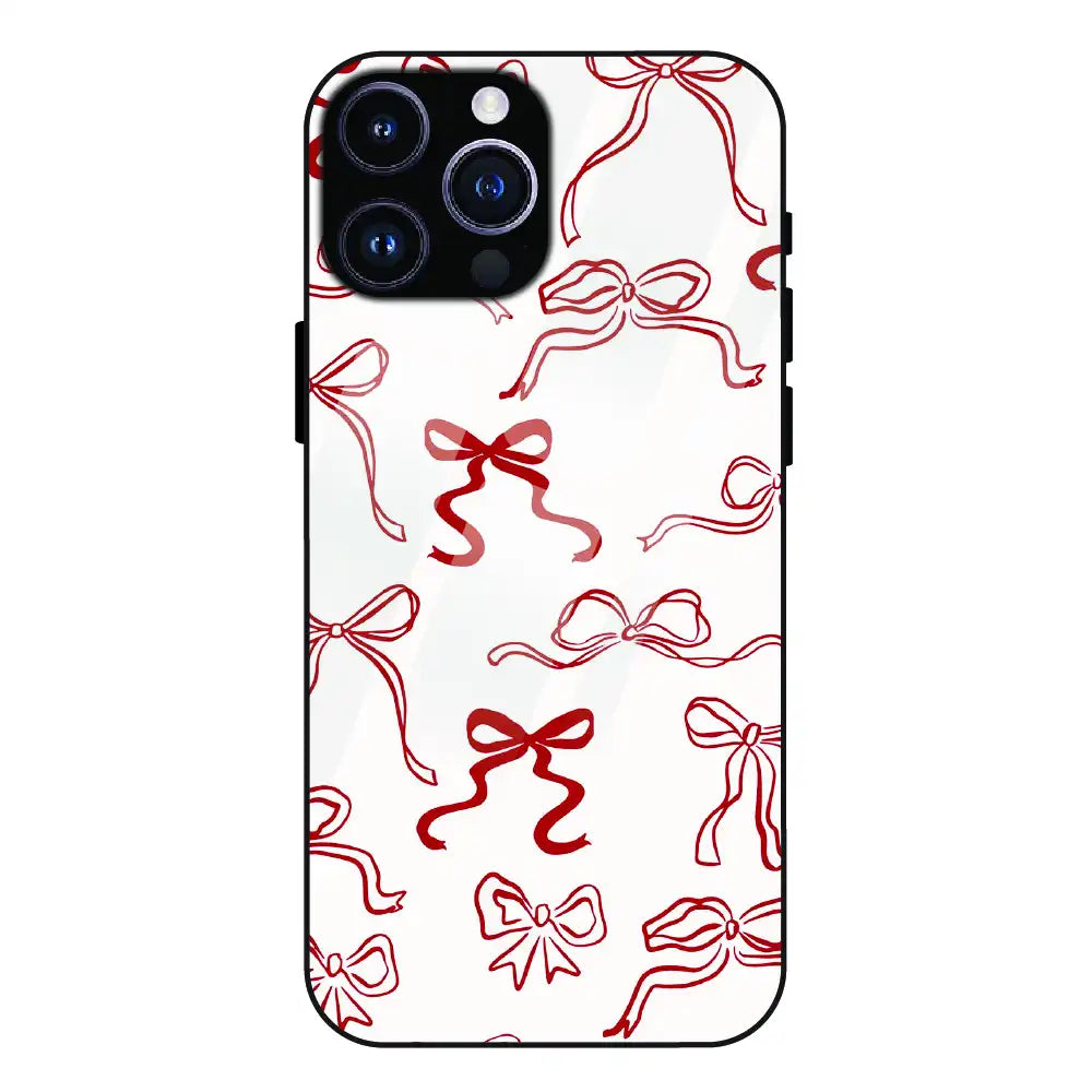 Cherry Bow Minimal - Glass Case For Apple iPhone 15 Pro