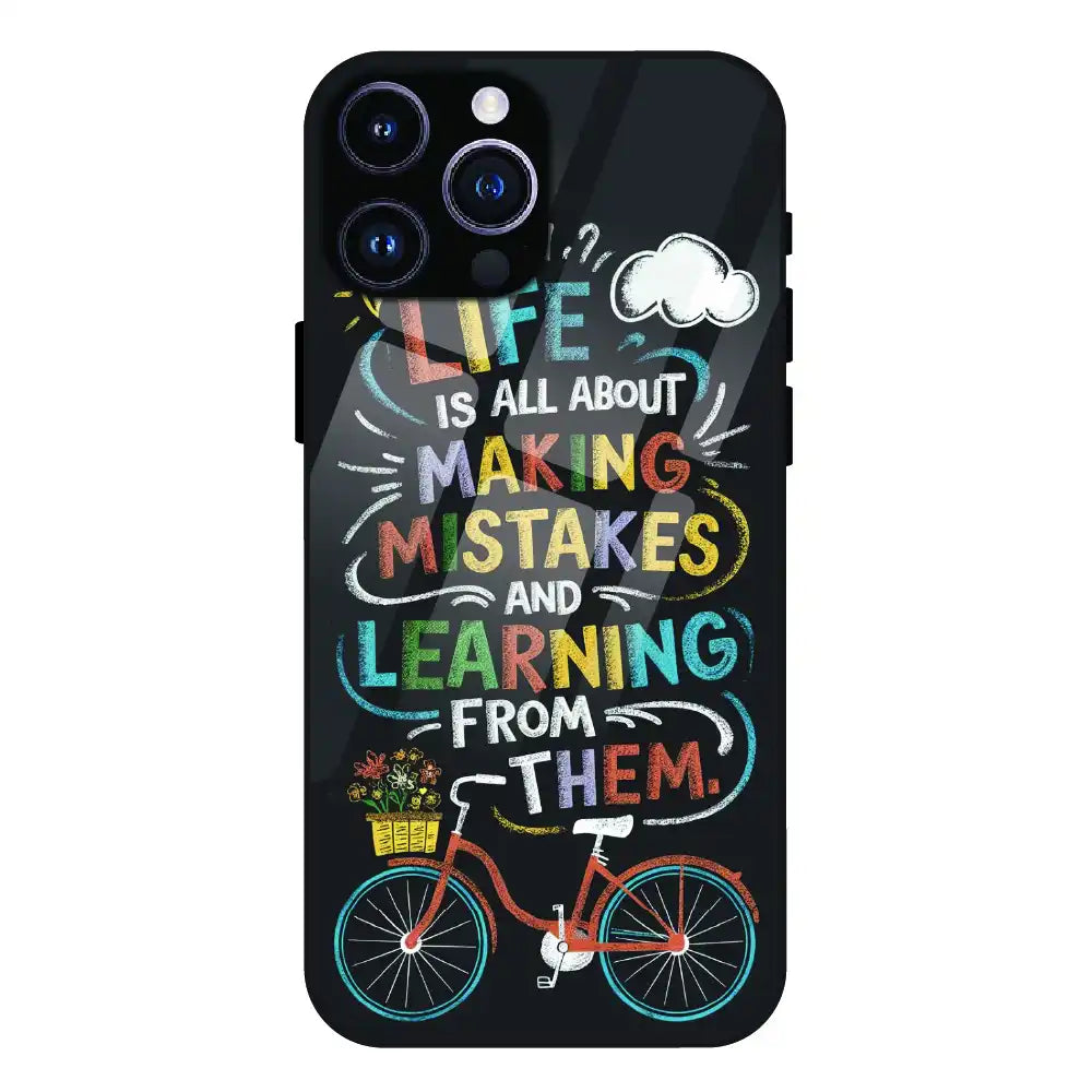 Motivational Quote Bicycle Art - Glass Case For Apple iPhone 15 Pro