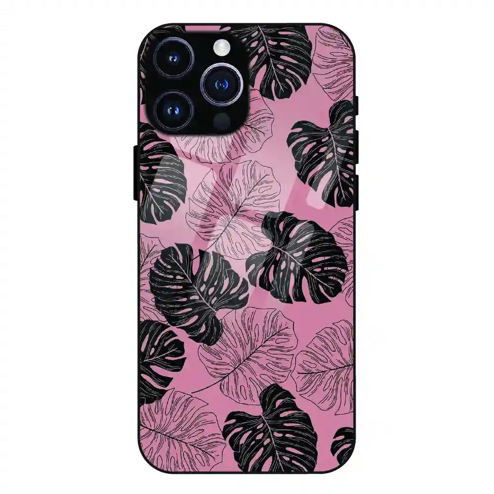 Tropical Monstera Leaf Pattern - Glass Case For Apple iPhone 15 Pro