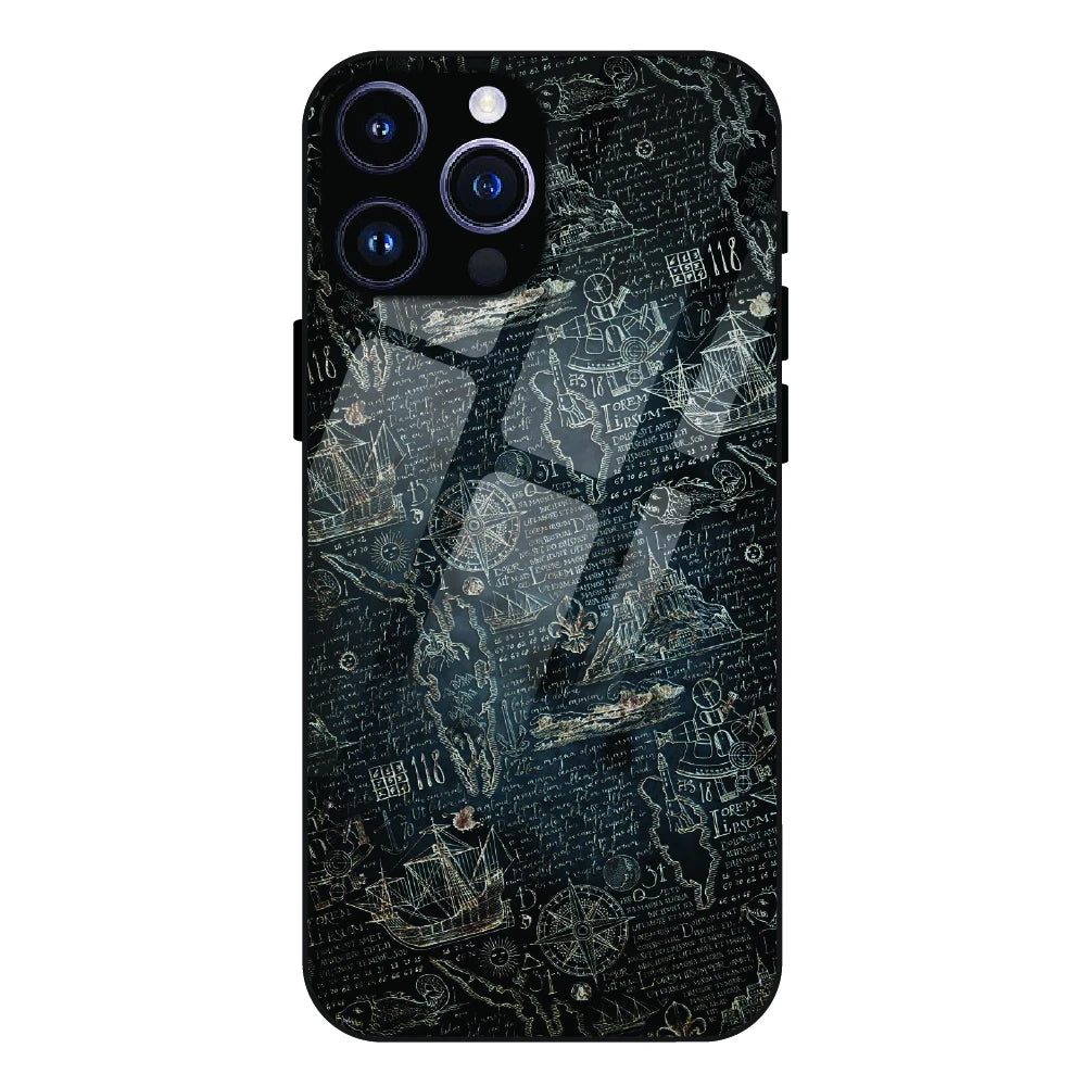 Vintage Explorer Map - Glass Case For Apple iPhone 15 Pro