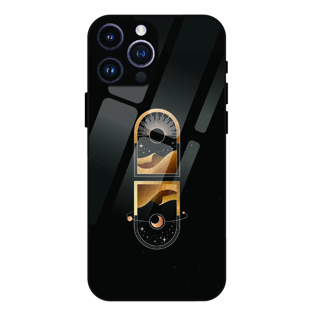 Golden Geometry - Glass Case For Apple iPhone 15 Pro