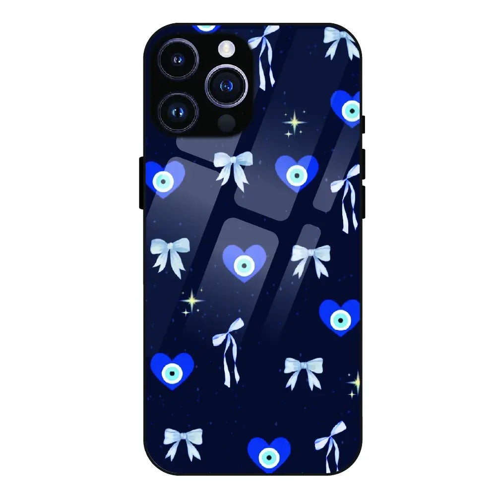 Evil Eye Bow Midnight - Glass Case For Apple iPhone 15 Pro