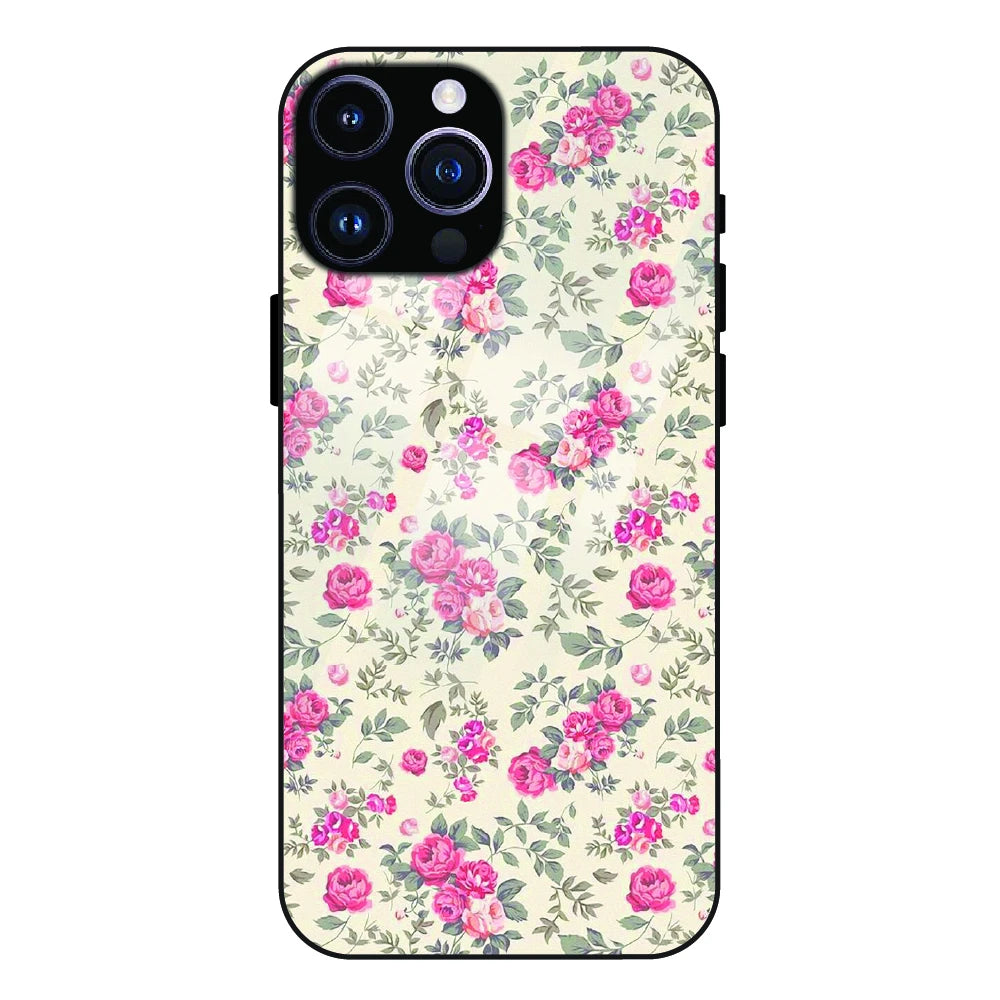 Vintage Rose Meadow - Glass Case For Apple iPhone 15 Pro