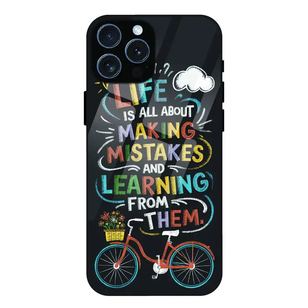 Motivational Quote Bicycle Art - Glass Case For Apple iPhone 15 Pro Max