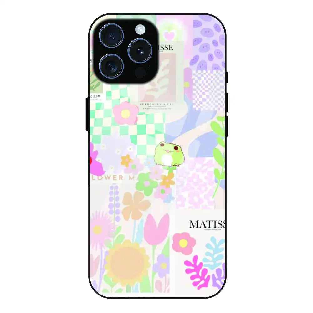Cute Pastel Floral Collage Art - Glass Case For Apple iPhone 15 Pro Max
