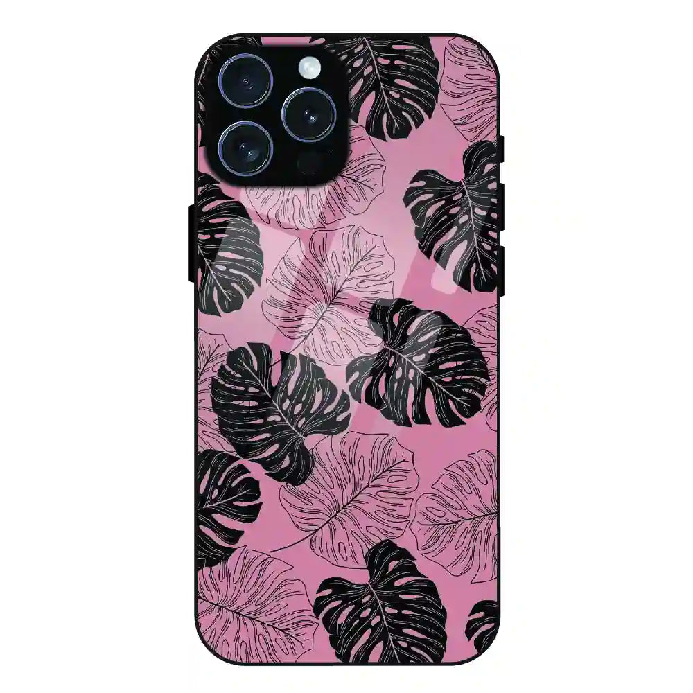 Tropical Monstera Leaf Pattern - Glass Case For Apple iPhone 15 Pro Max