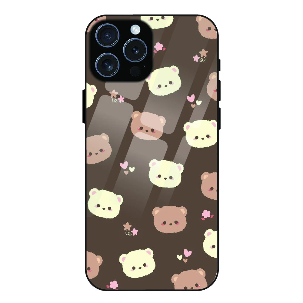 Cozy Bear Pattern - Glass Case For Apple iPhone 15 Pro Max