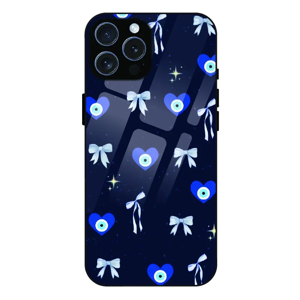 Evil Eye Bow Midnight - Glass Case For Apple iPhone 15 Pro Max