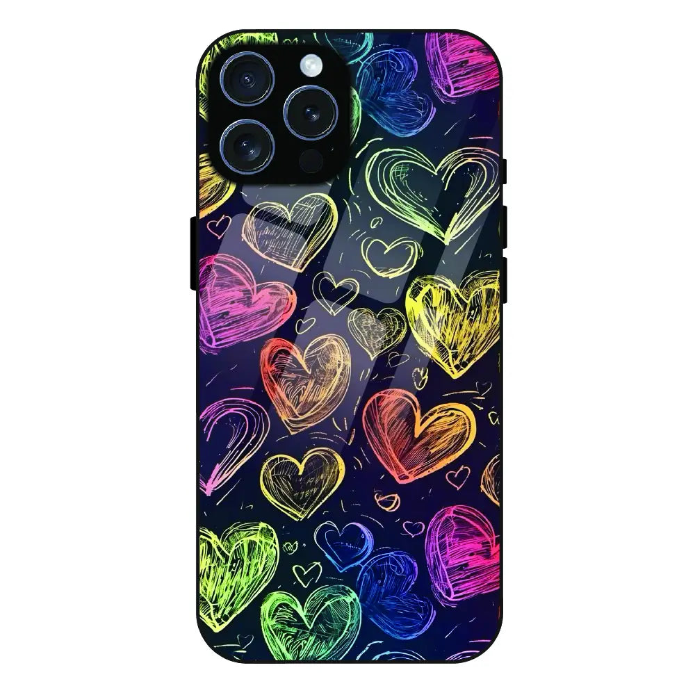 Neon Love Scribble - Glass Case For Apple iPhone 15 Pro Max