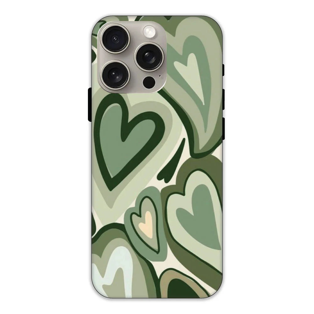 Green Hearts Hard Case Apple IPhone 15 Pro Max models