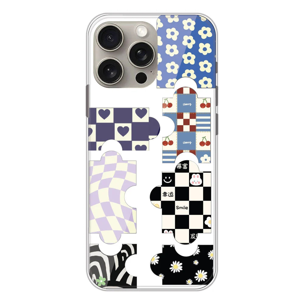 Aesthetic Puzzle - Clear Printed Silicone Case For Apple iPhone Models- Apple iPhone 15 pro max