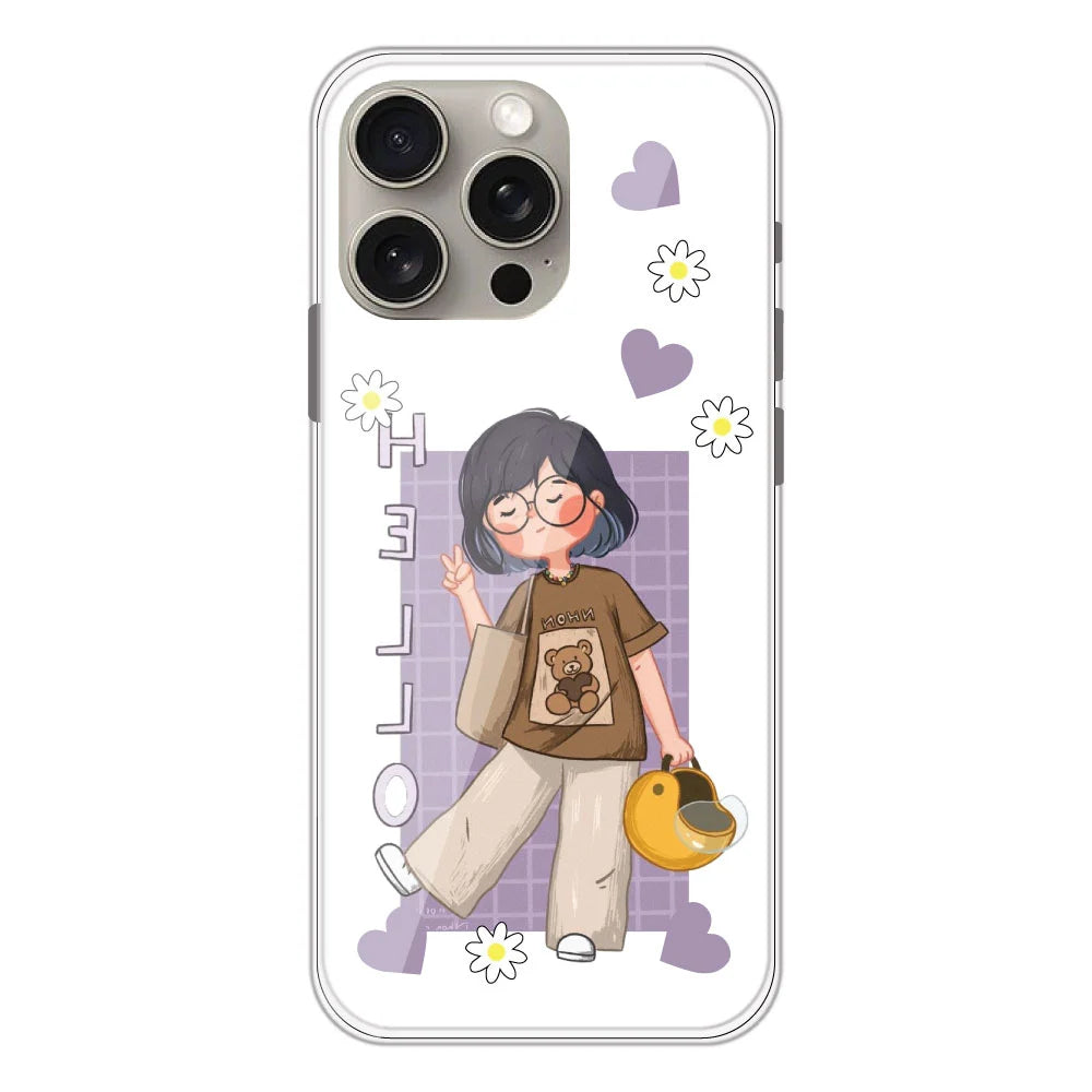 Introvert Girl - Clear Printed Silicone Case For Apple iPhone Models- Apple iPhone 15 pro max