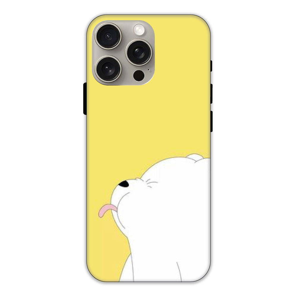 White Teddy On Yellow Background - Hard Cases For Apple iPhone Models IPHONE 15 PRO MAX