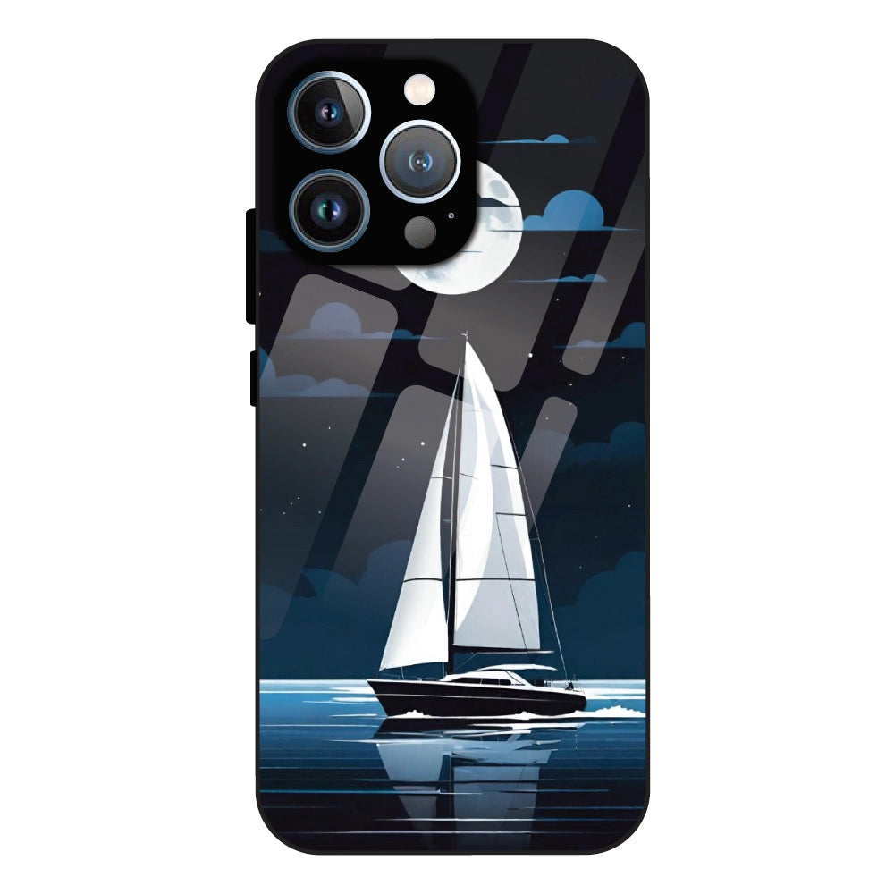 Moonlight Sailboat - Glass Case For Apple iPhone 15 Pro