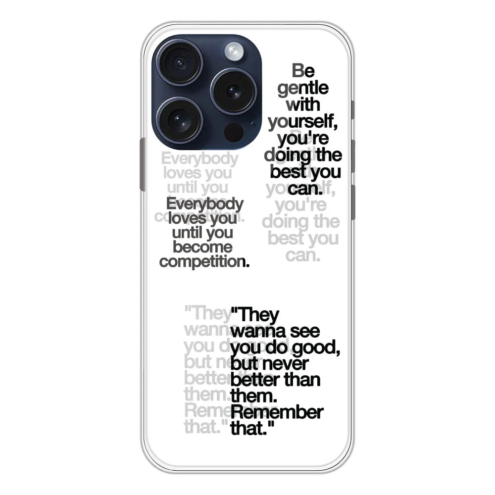 Motivational Quotes - Clear Printed Silicone Case For Apple iPhone Models- Apple iPhone 15 pro