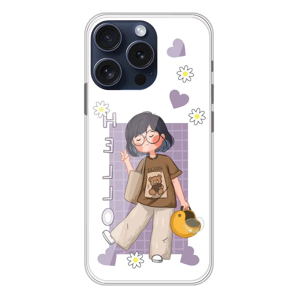 Introvert Girl - Clear Printed Silicone Case For Apple iPhone Models- Apple iPhone 15 pro