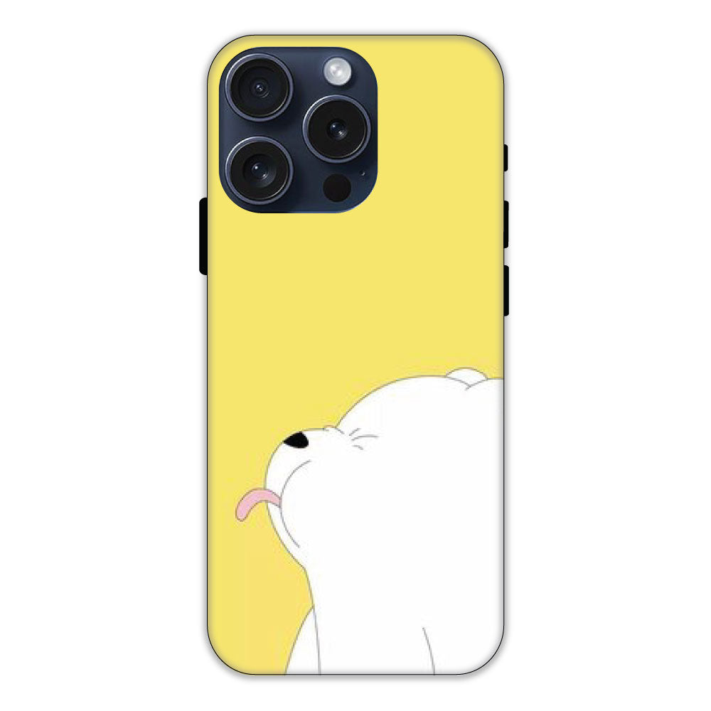 White Teddy On Yellow Background - Hard Cases For Apple iPhone Models IPHONE 15 PRO