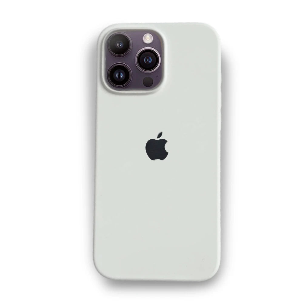 White Liquid Silicone Case For Apple iPhone 15 Pro