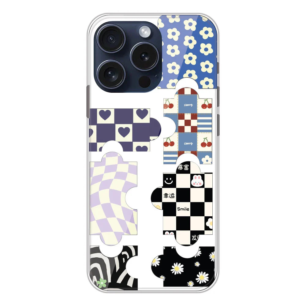 Aesthetic Puzzle - Clear Printed Silicone Case For Apple iPhone Models- Apple iPhone 15 pro
