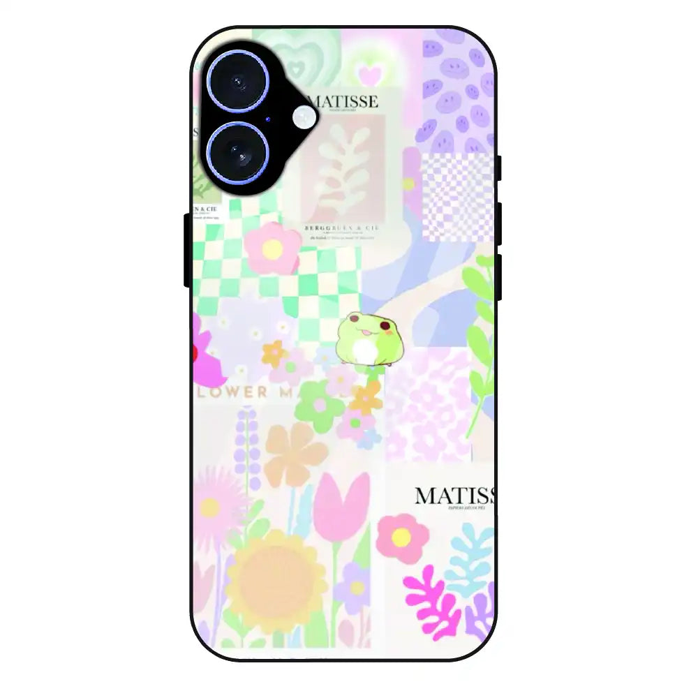 Cute Pastel Floral Collage Art - Glass Case For Apple iPhone 16