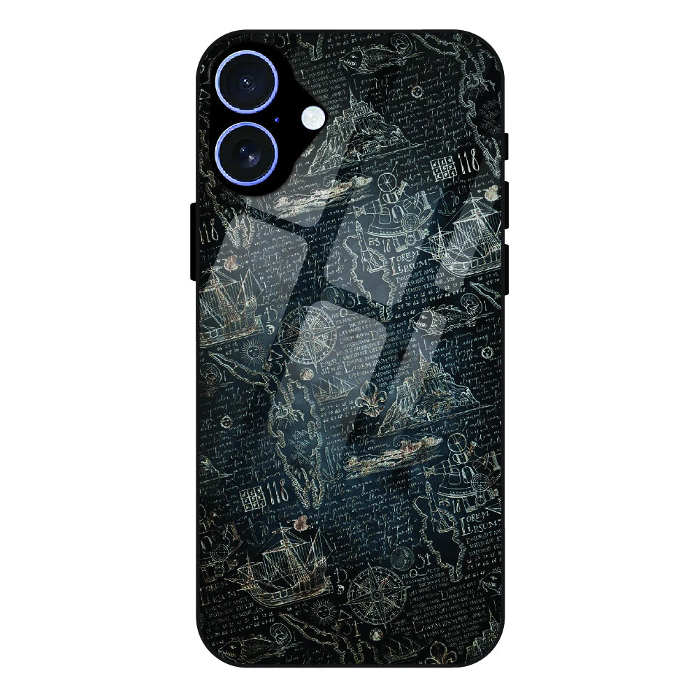 Vintage Explorer Map - Glass Case For Apple iPhone 16