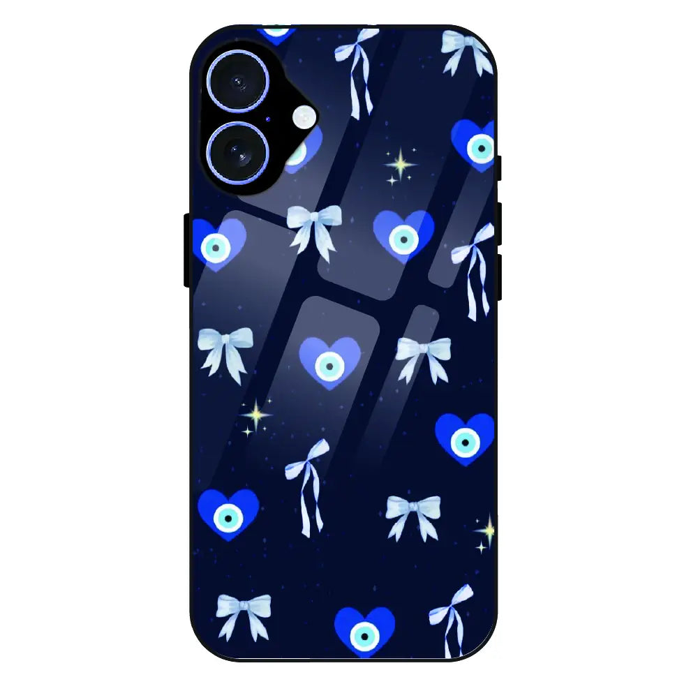 Evil Eye Bow Midnight - Glass Case For Apple iPhone 16
