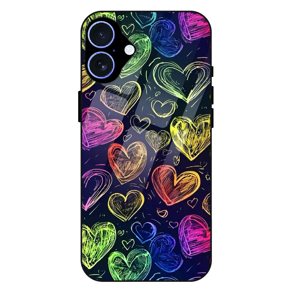 Neon Love Scribble - Glass Case For Apple iPhone 16