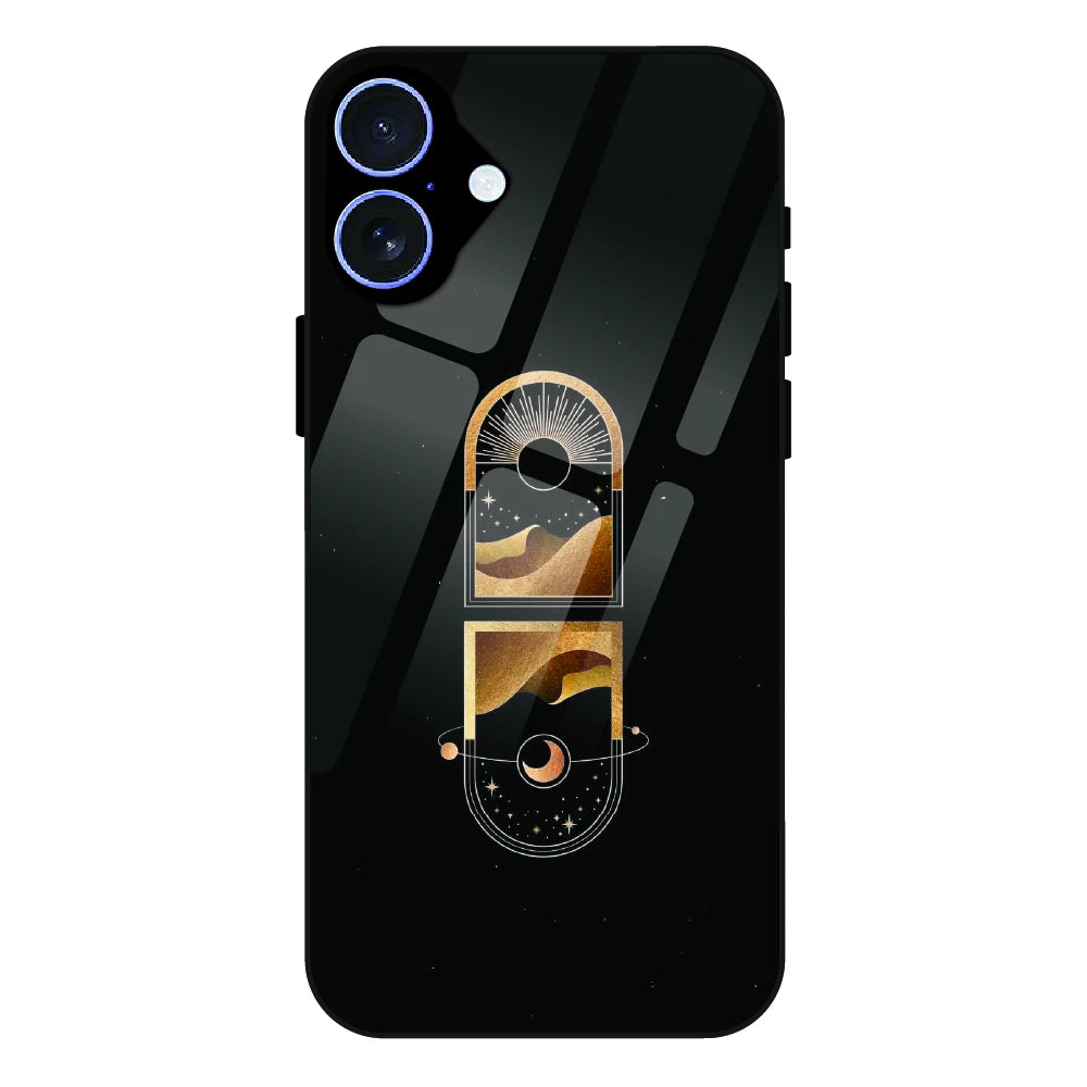 Golden Geometry - Glass Case For Apple iPhone 16