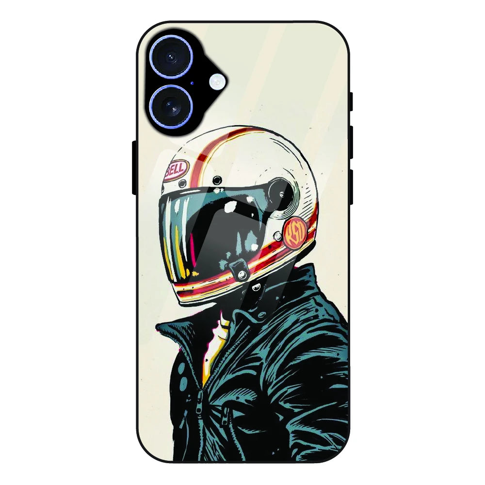 Retro Racer Helmet - Glass Case For Apple iPhone 16