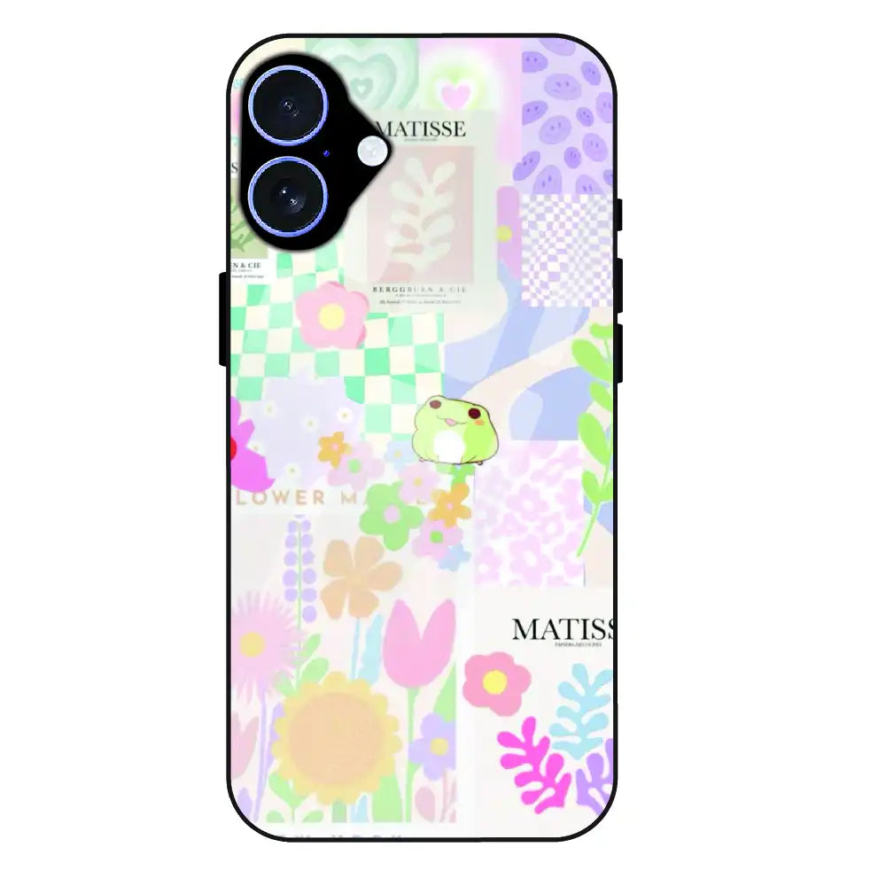 Cute Pastel Floral Collage Art - Glass Case For Apple iPhone 16 Plus