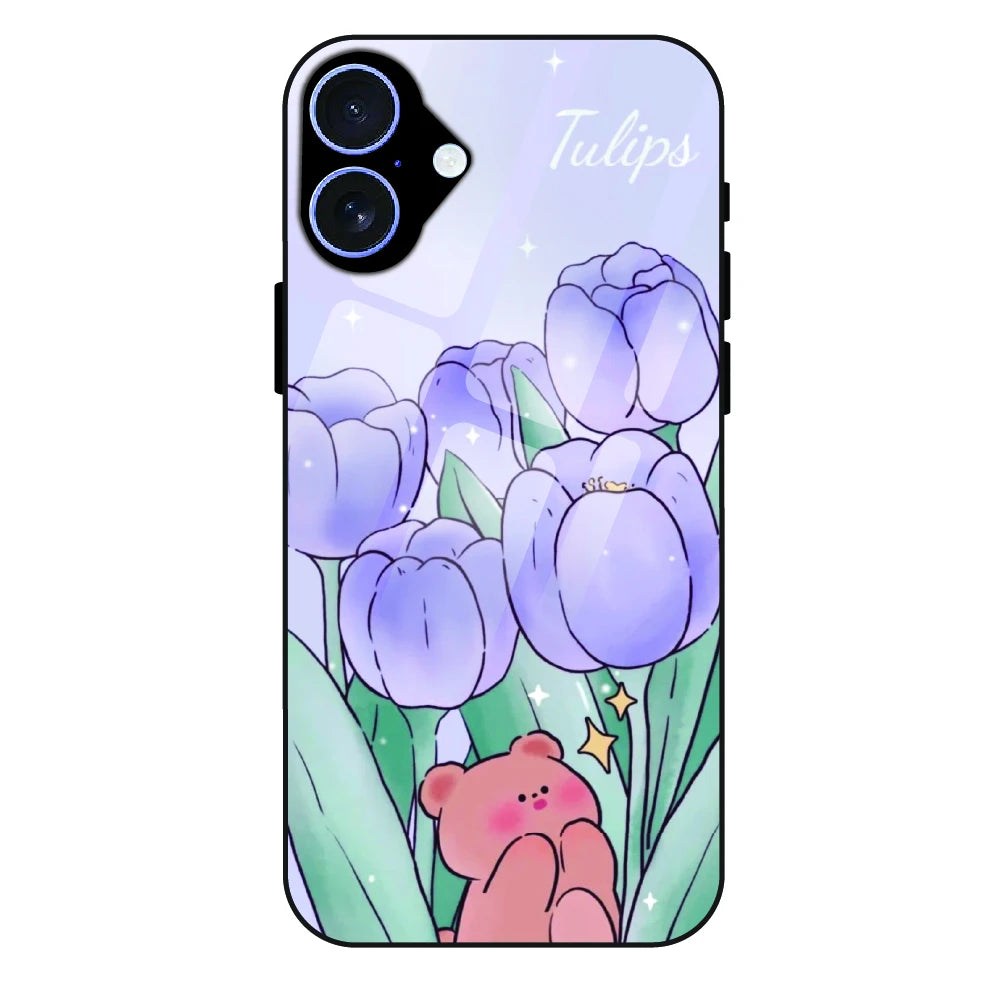 Tulip Bear Dreamscape - Glass Case For Apple iPhone 16 Plus