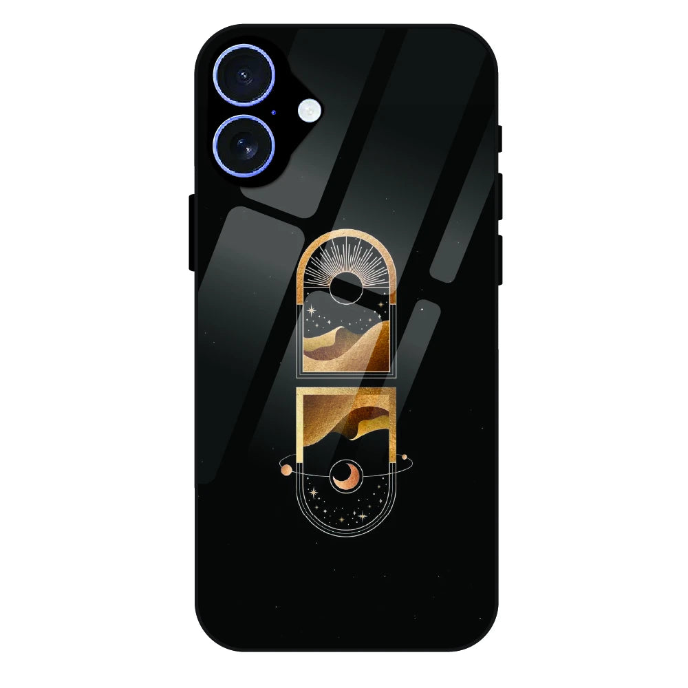 Golden Geometry - Glass Case For Apple iPhone 16 Plus