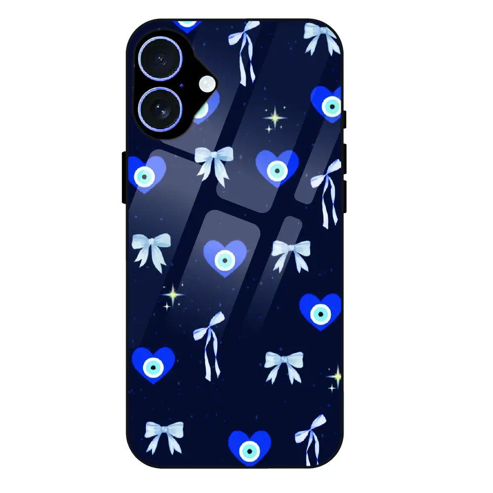 Evil Eye Bow Midnight - Glass Case For Apple iPhone 16 Plus