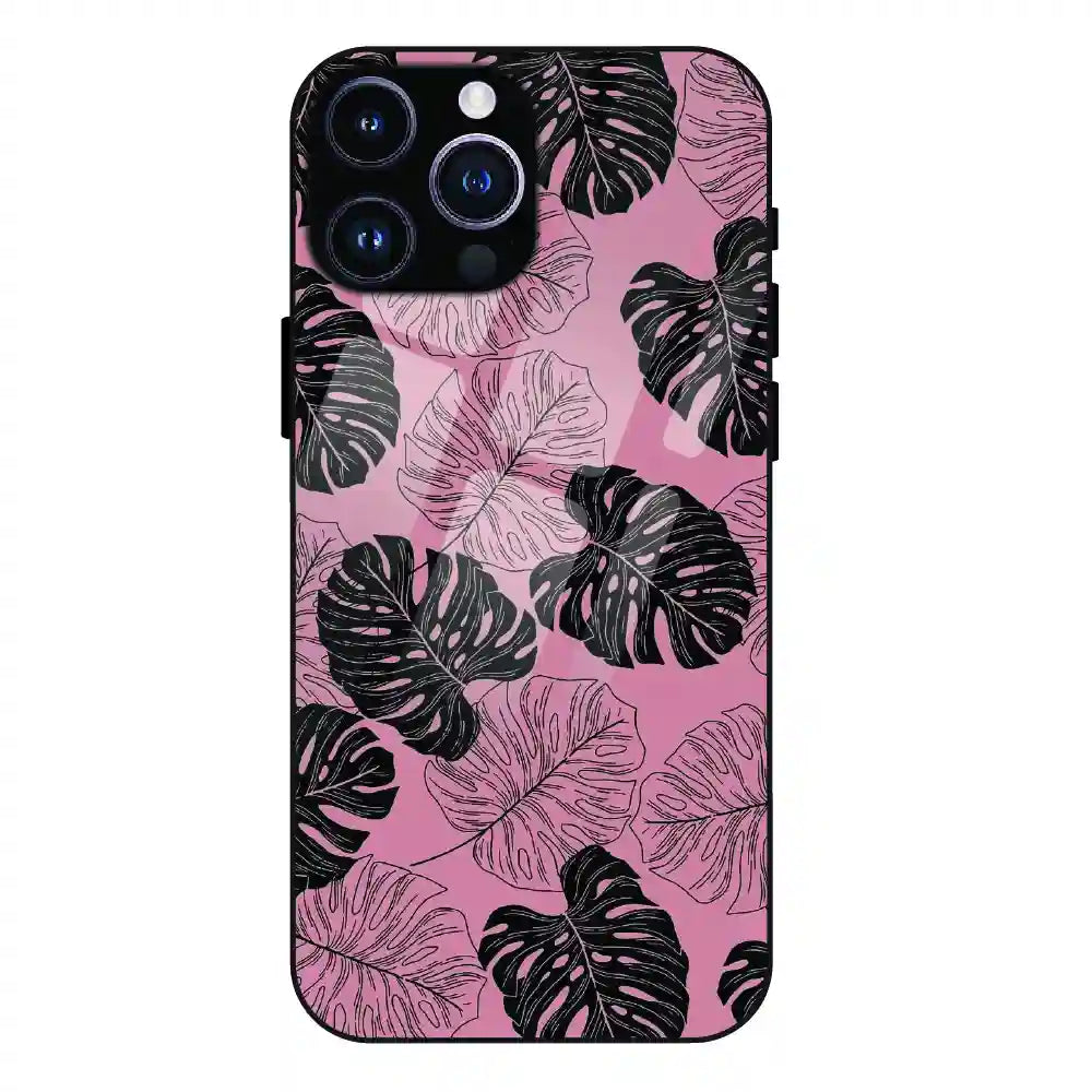 Tropical Monstera Leaf Pattern - Glass Case For Apple iPhone 16 Pro
