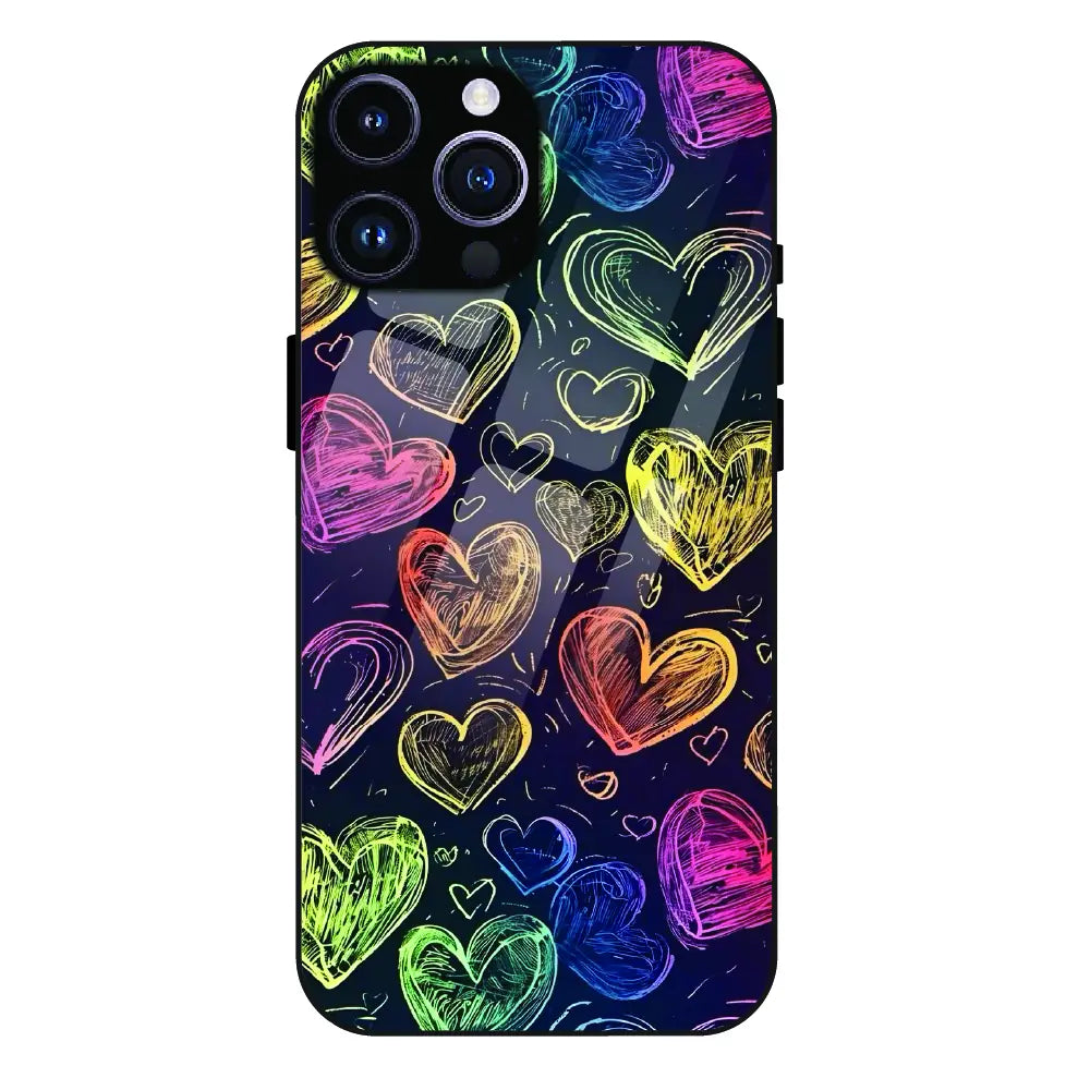 Neon Love Scribble - Glass Case For Apple iPhone 16 Pro