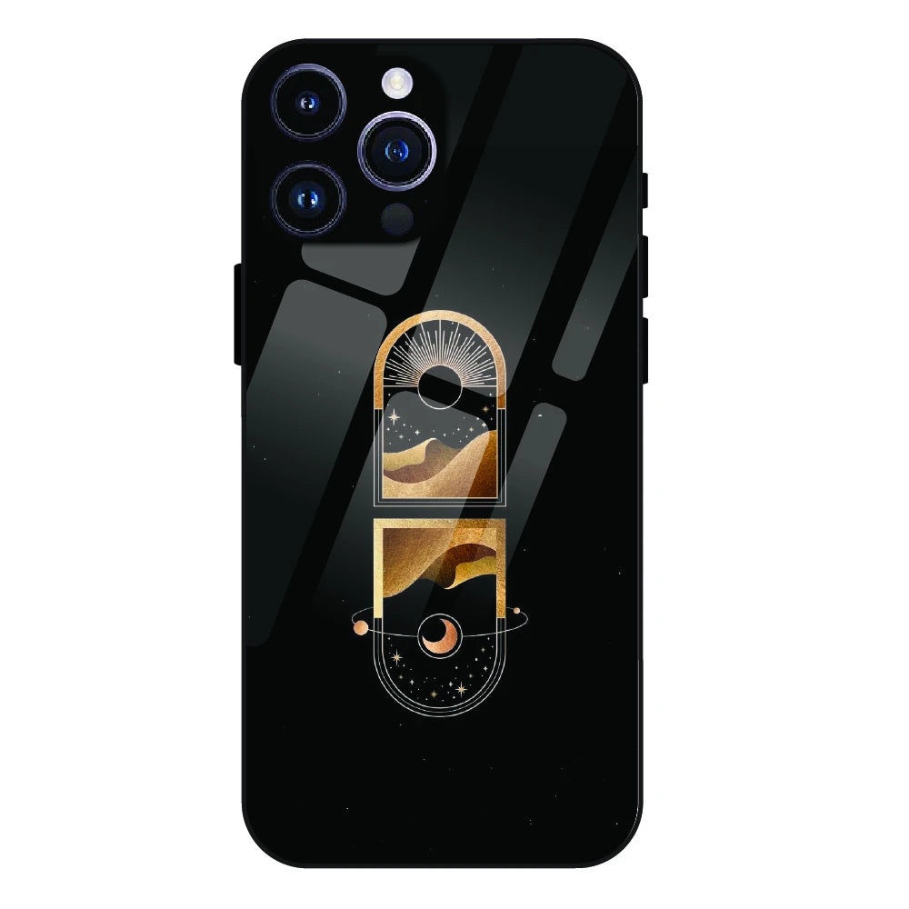 Golden Geometry - Glass Case For Apple iPhone 16 Pro