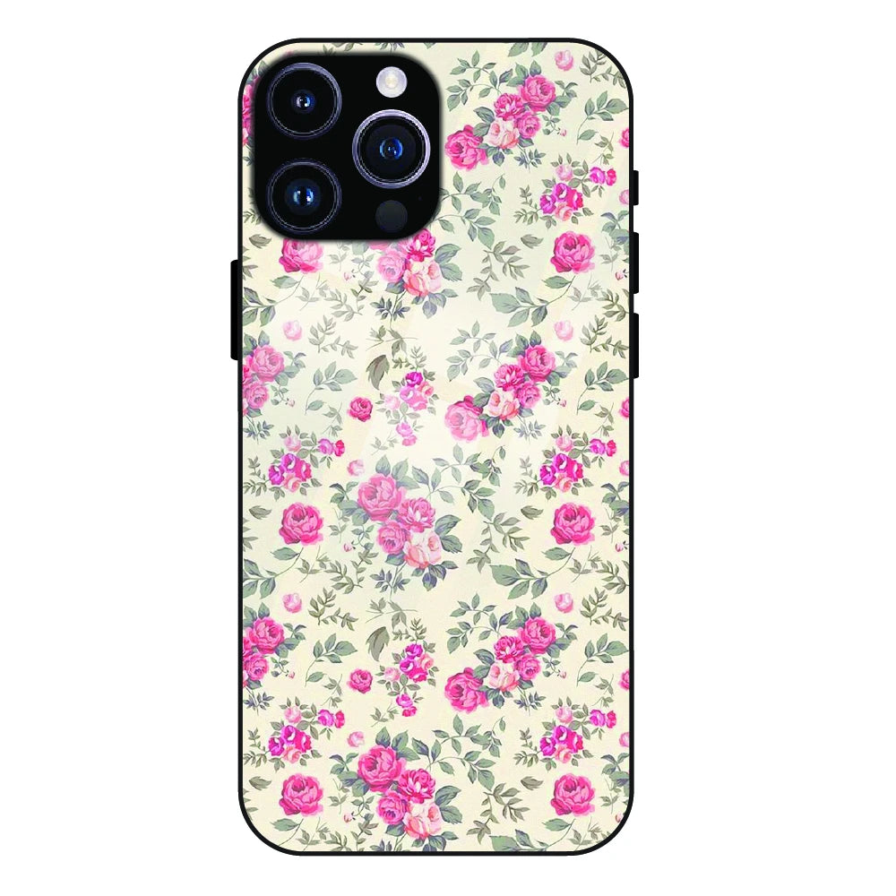 Vintage Rose Meadow - Glass Case For Apple iPhone 16 Pro