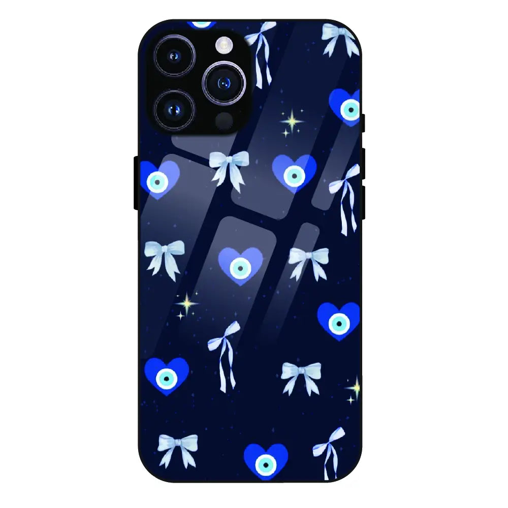 Evil Eye Bow Midnight - Glass Case For Apple iPhone 16 Pro