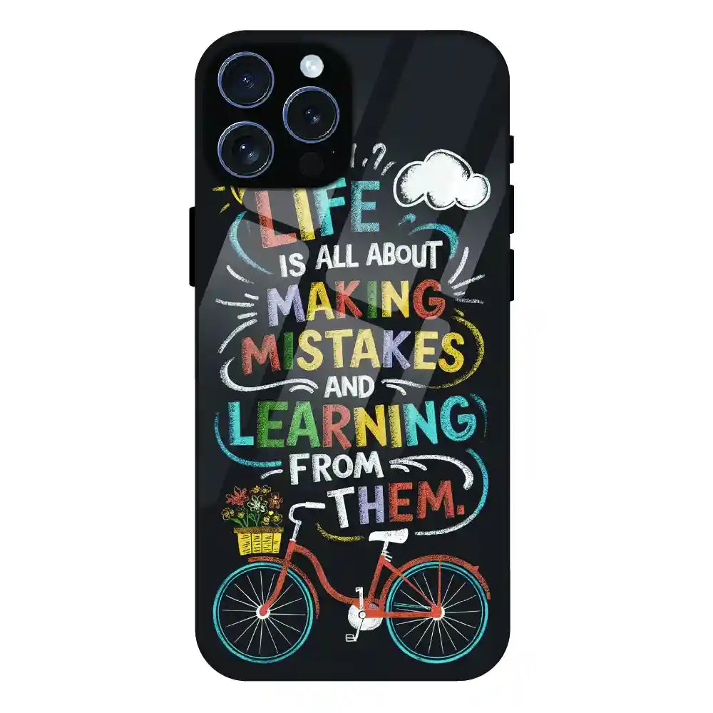 Motivational Quote Bicycle Art - Glass Case For Apple iPhone 16 Pro Max