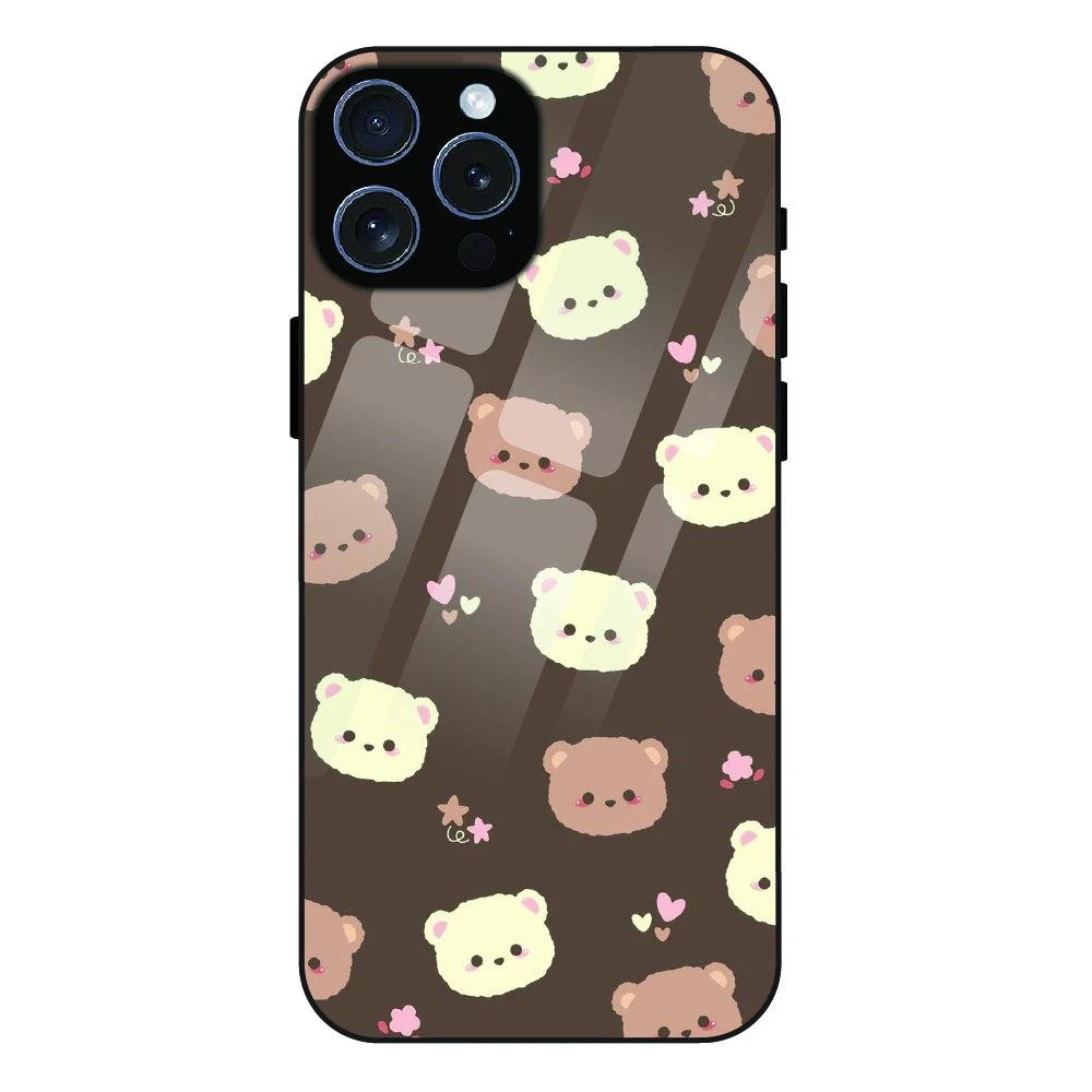 Cozy Bear Pattern - Glass Case For Apple iPhone 16 Pro Max