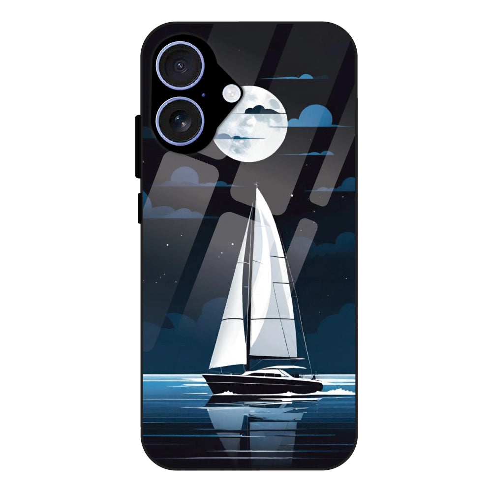 Moonlight Sailboat - Glass Case For Apple iPhone 16