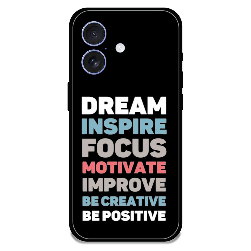 Dream Inspire Focus Typography - Glossy Metal Silicone Case For Apple iPhone Models
