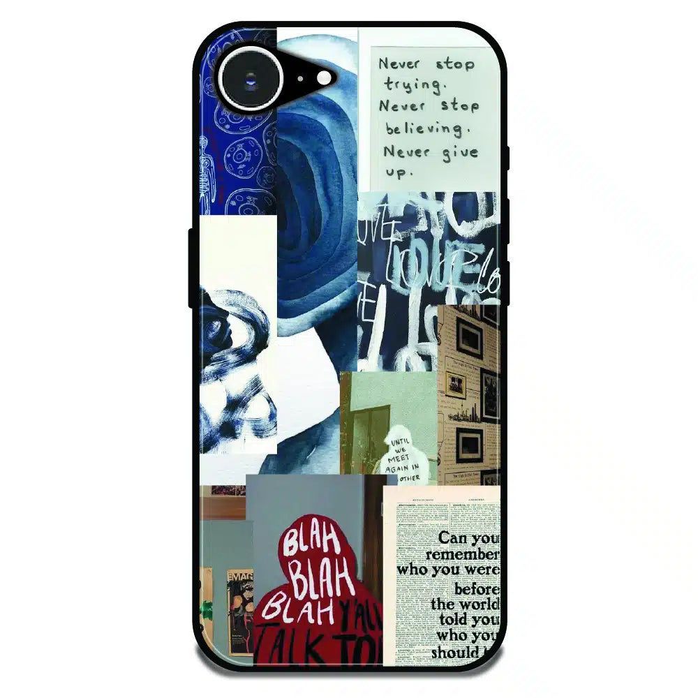 Blue Motivational Collage - Glossy Metal Silicone Case For Apple iPhone Models