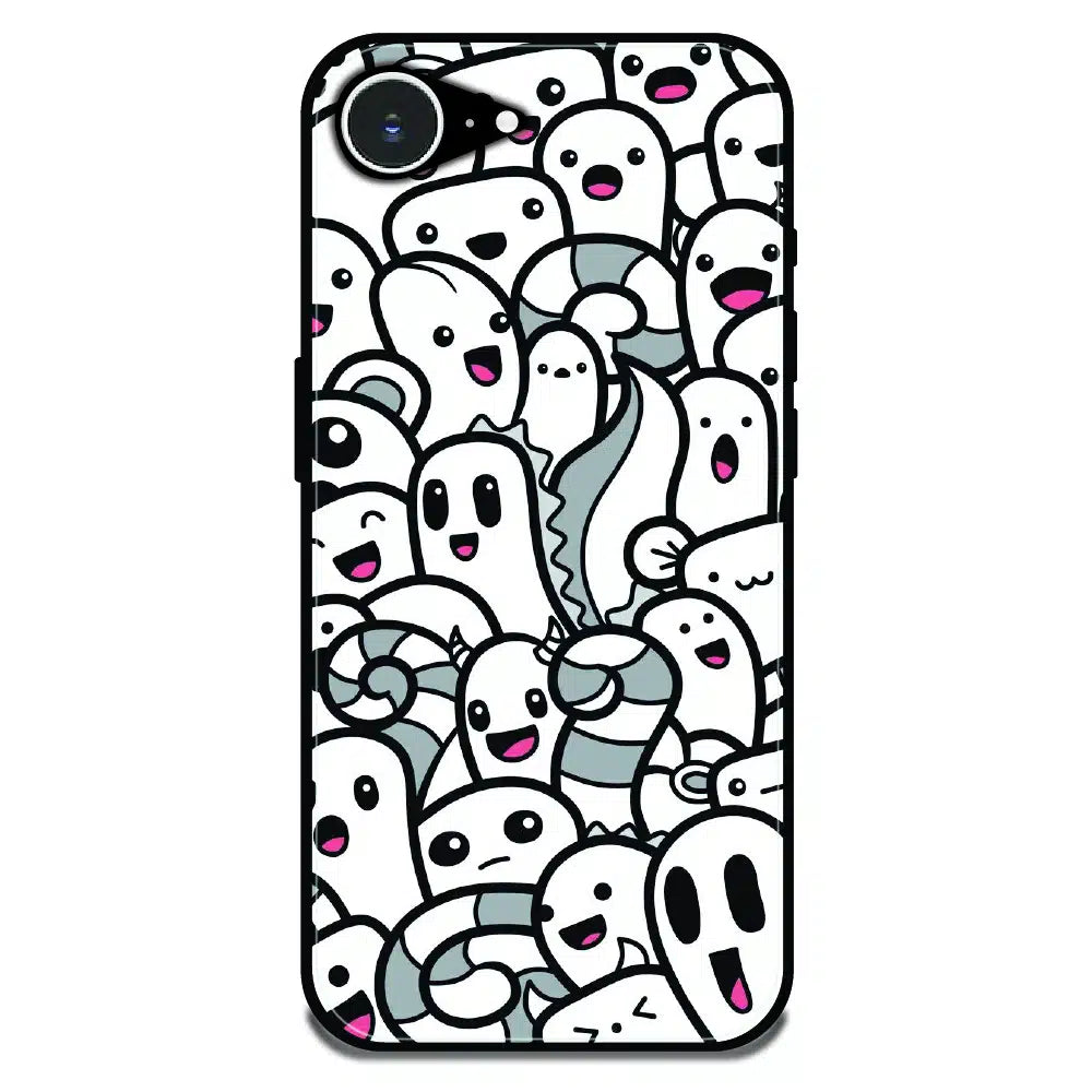 Cute Ghost Crowd - Glossy Metal Silicone Case For Apple iPhone Models