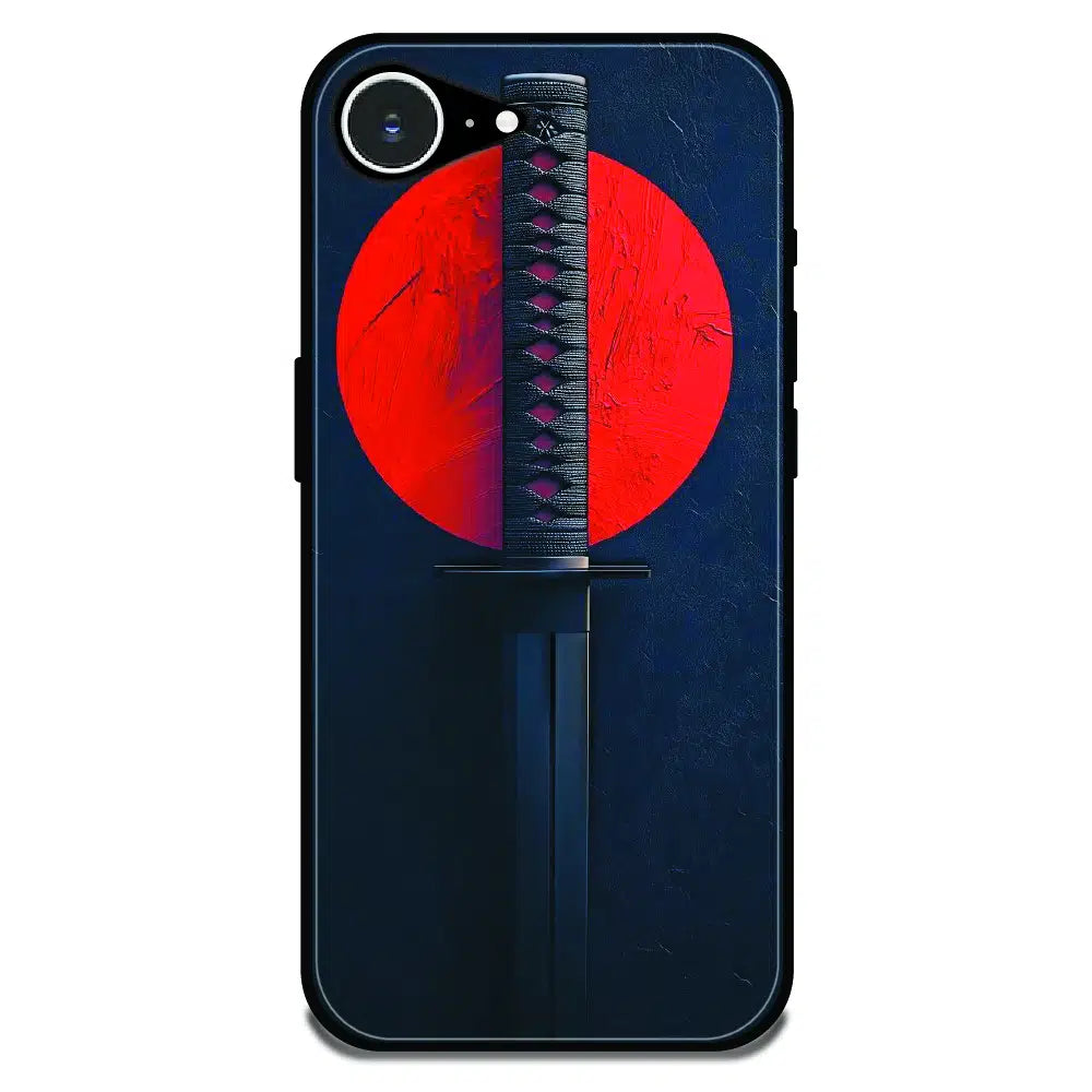 Katana Minimal Japanese Aesthetic - Glossy Metal Silicone Case For Apple iPhone Models