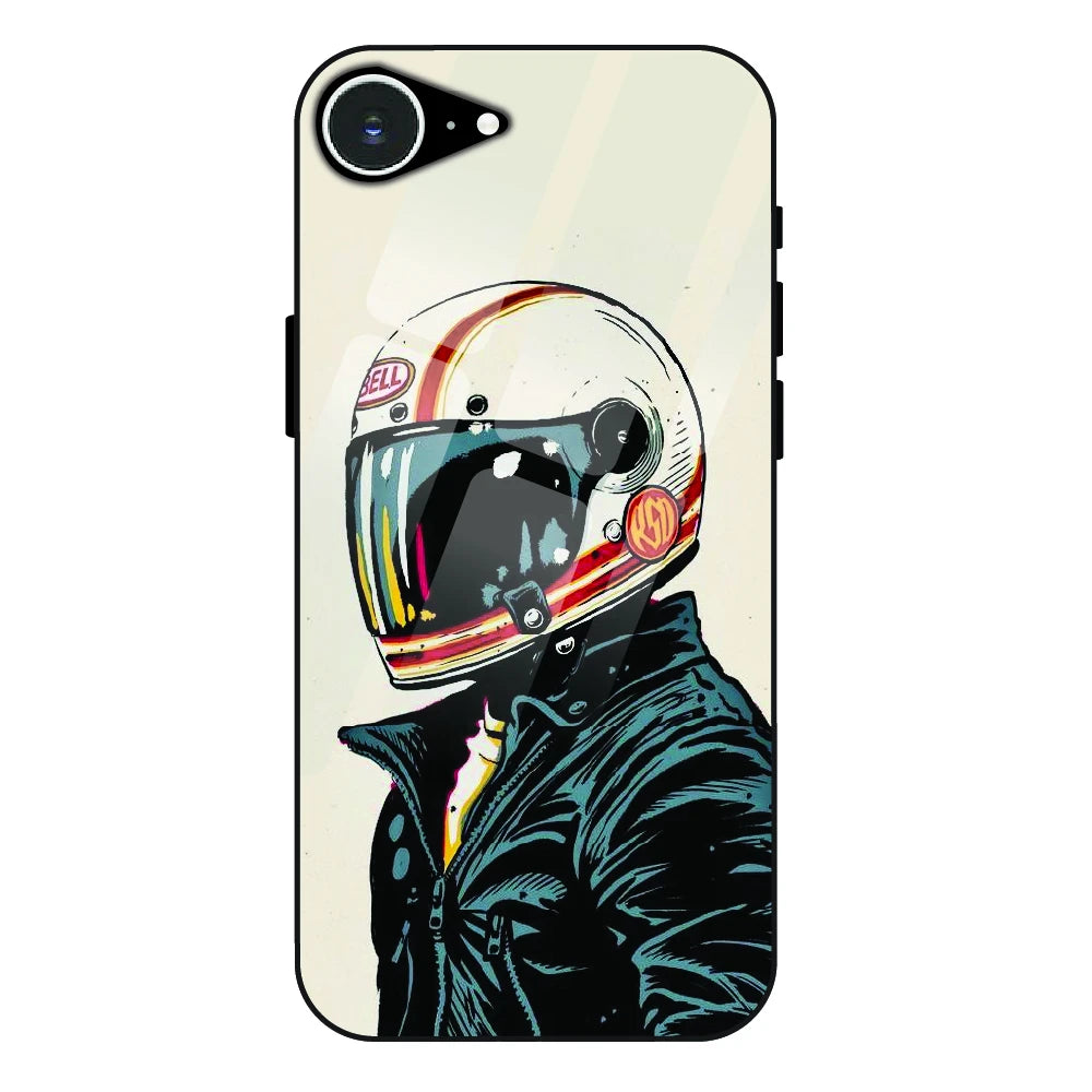 Retro Racer Helmet - Glass Case For Apple iPhone 16e