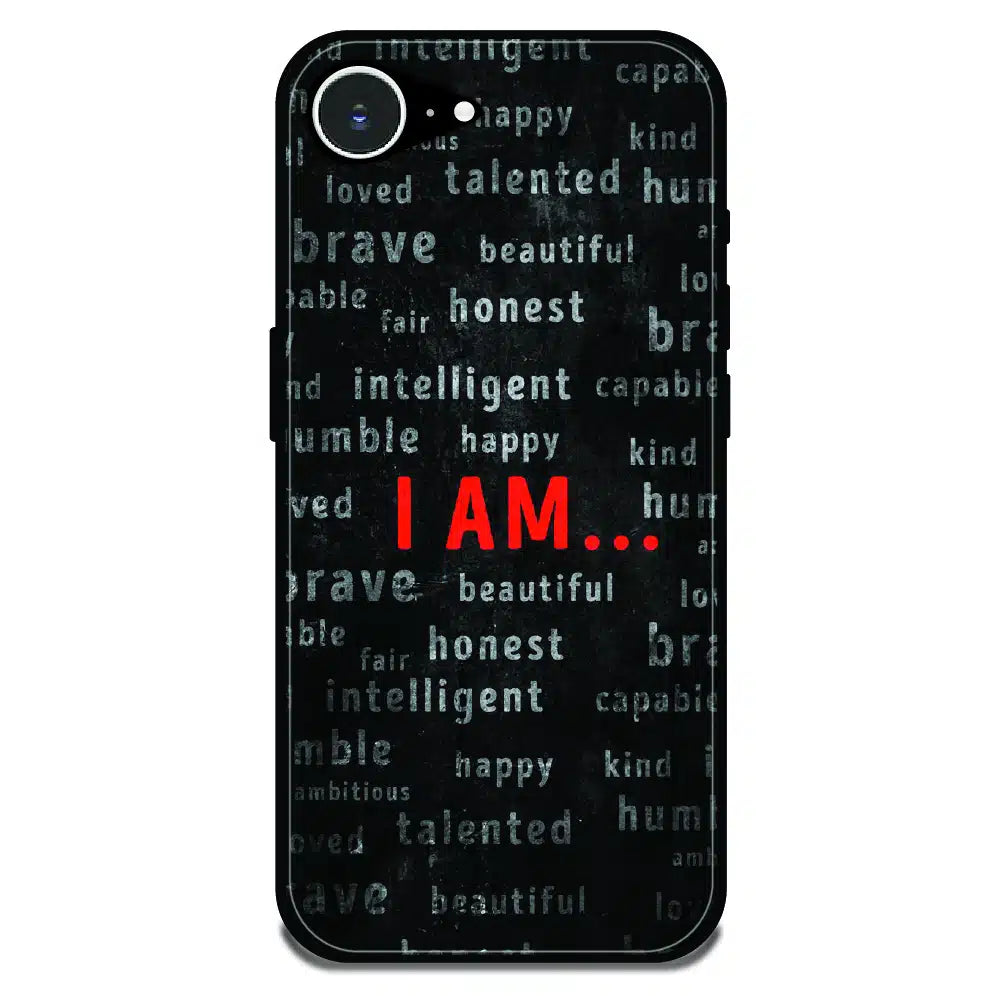 I Am Affirmation Quote - Glossy Metal Silicone Case For Apple iPhone Models
