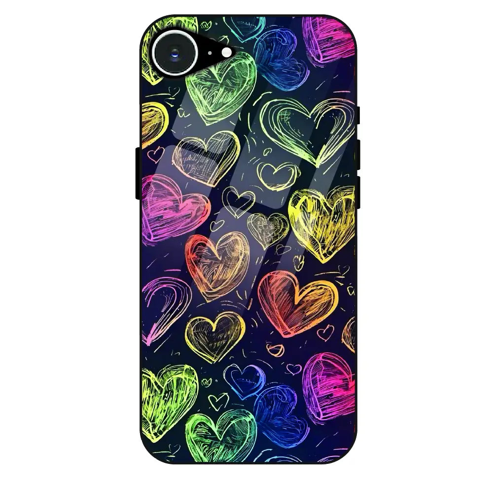 Neon Love Scribble - Glass Case For Apple iPhone 16e