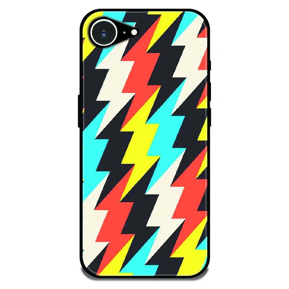Retro Lightning Bolt Pattern - Glossy Metal Silicone Case For Apple iPhone Models