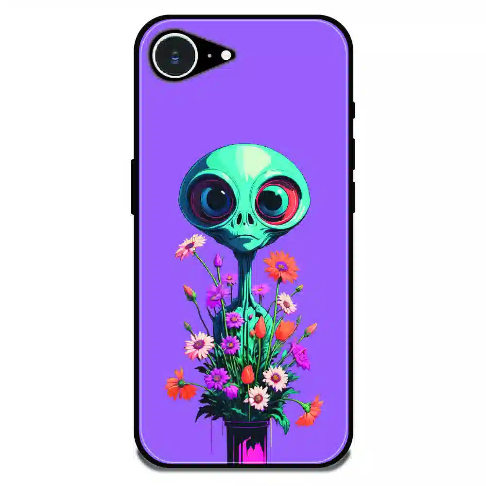 Floral Alien Fantasy - Glossy Metal Silicone Case For Apple iPhone Models